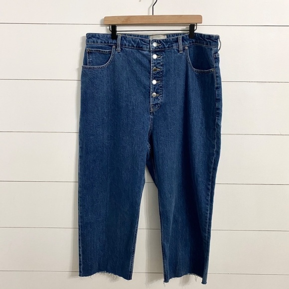 Everlane The Way High Cropped Raw Hem Jeans in Vintage Indigo, Women's Size 35 - Picture 4 of 14